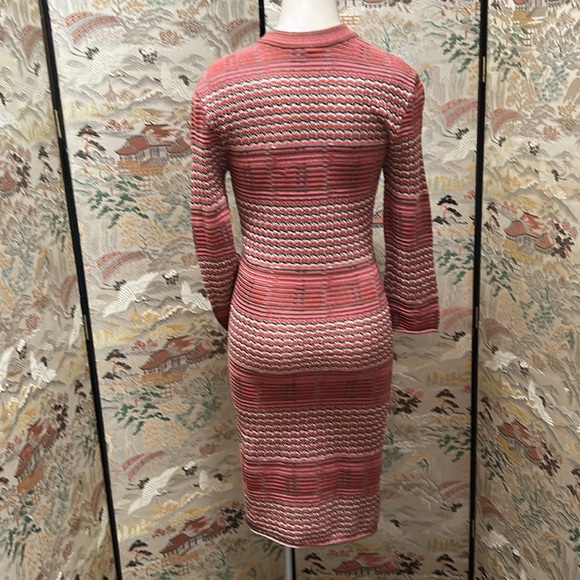 FREE PEOPLE RETRO LONG SLEEVED SIMI SHEER RED/BROWN STRIPPED SWEATER DRESS SZ M - Picture 5 of 16